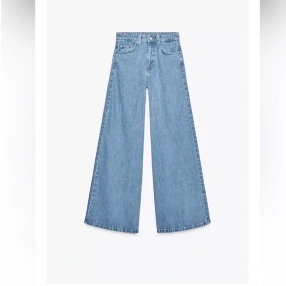 Zara Light Blue high rise bootcut leg full length - Picture 4 of 12